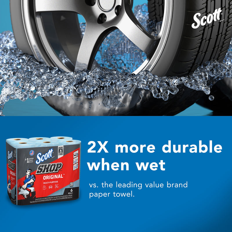 Scott Shop Towels Original, 9.4" x 11", Blue, 55 Towels/Roll, 24 Rolls/Carton (75180CT)