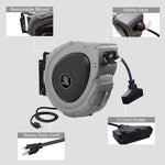 Hose Reel Pro 65 ft. Extension Cord Reel, 3-Outlet, 12 AWG, Gray (EC-GY-65)