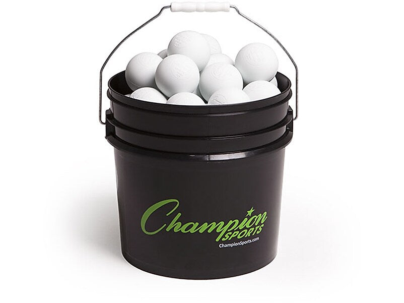 Champion Sports Lacrosse Ball Bucket, White/Black (LBWN36)