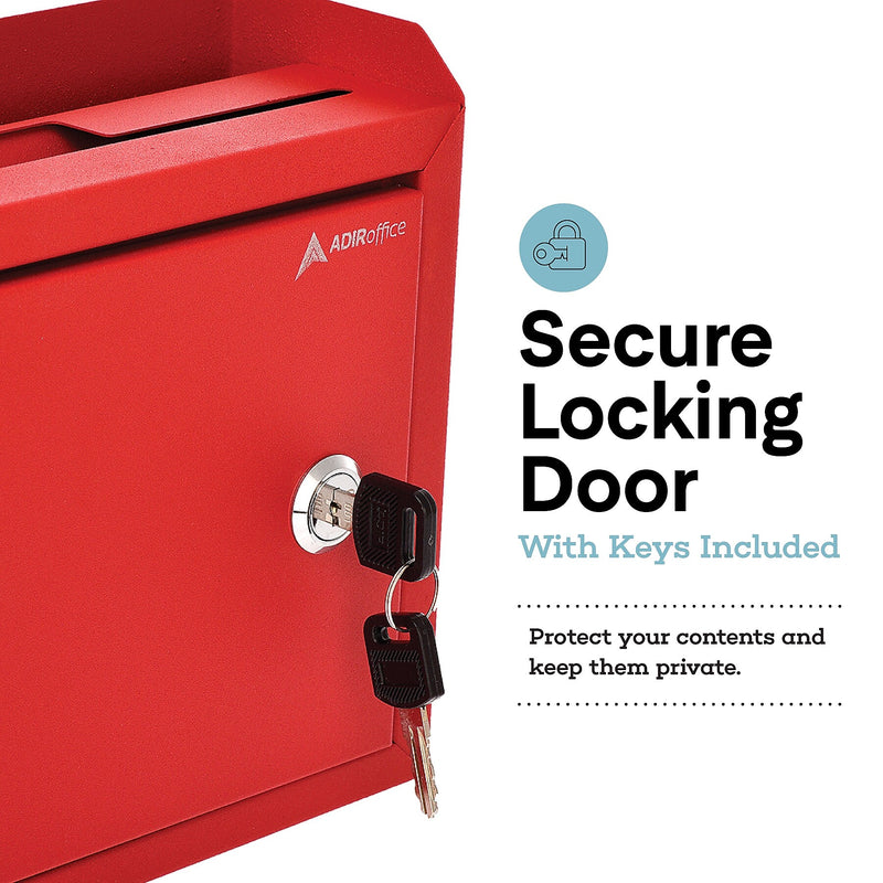 AdirOffice Steel Multipurpose Drop Box Interoffice Mailbox, Medium, Red (631-02-RED-PKG)