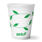 Perk™ Eco Compostable Paper Hot Cup, 12 Oz., White/Green, 50/Pack (PK56222)