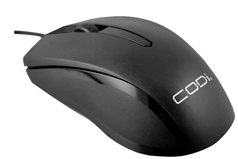 CODi Ergonomic Ambidextrous Optical USB Mouse, Black (A05017)