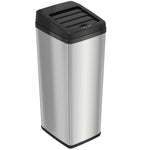 iTouchless Stainless Steel Sliding Lid Sensor Trash Can with AbsorbX Odor Control System, 14 Gal., Silver(IT14SC)