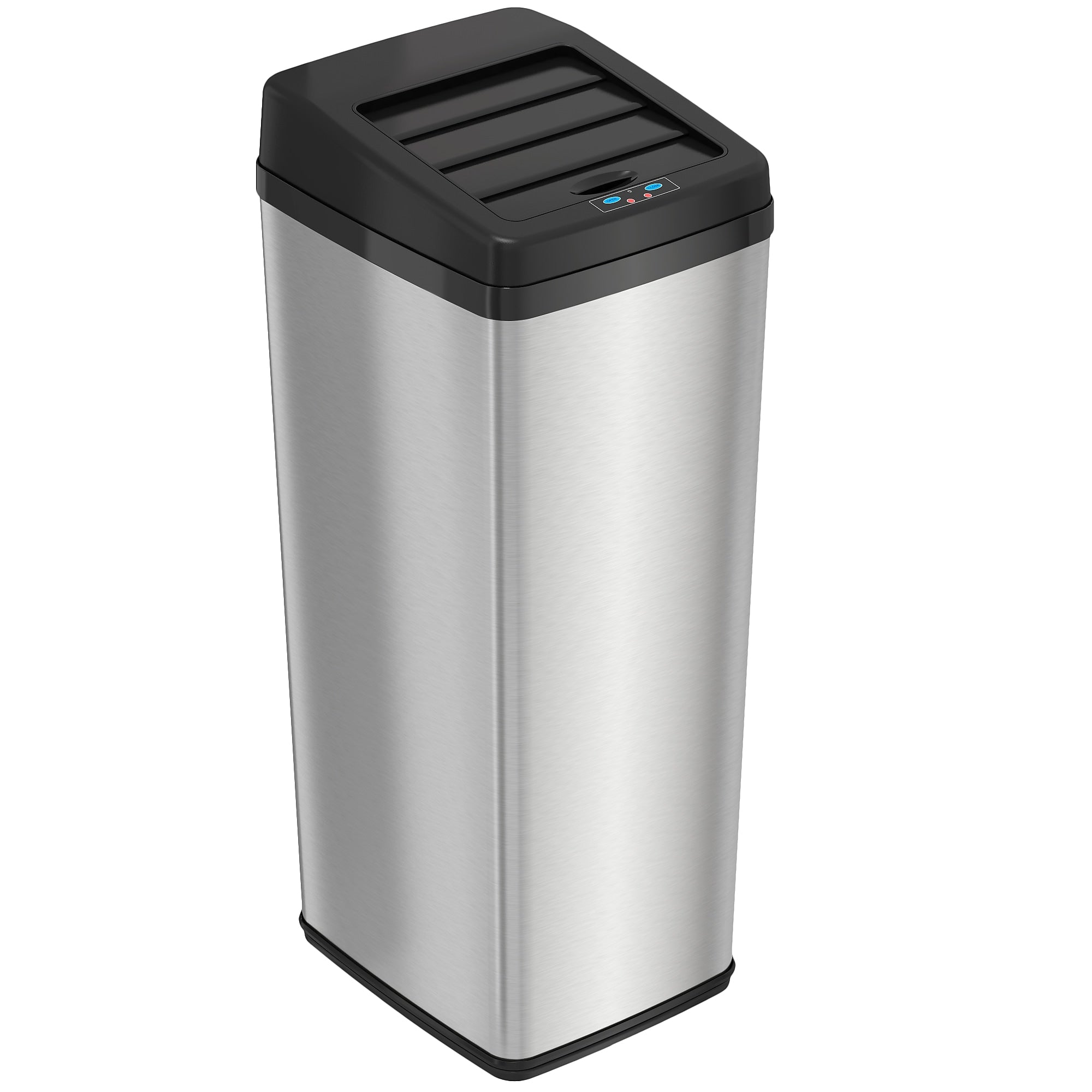 iTouchless Stainless Steel Sliding Lid Sensor Trash Can with AbsorbX Odor Control System, 14 Gal., Silver(IT14SC)