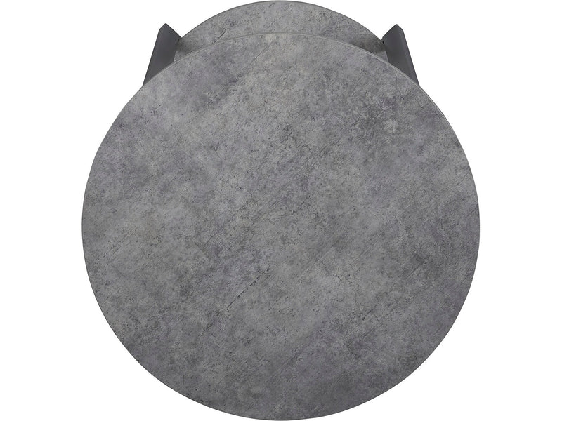 Household Essentials Graystone 21"Dia. Laminate Round End Table, Rustic Slate Concrete/Black (8092-1)