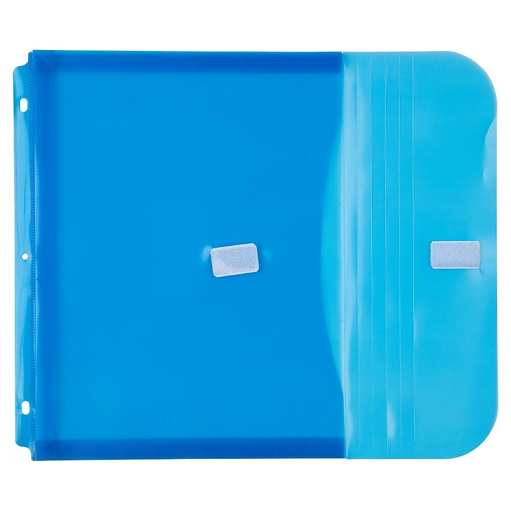JAM Paper Plastic Binder Pocket, 3-Hole Punched, Blue, 3/Pack (218VB1BUX3)