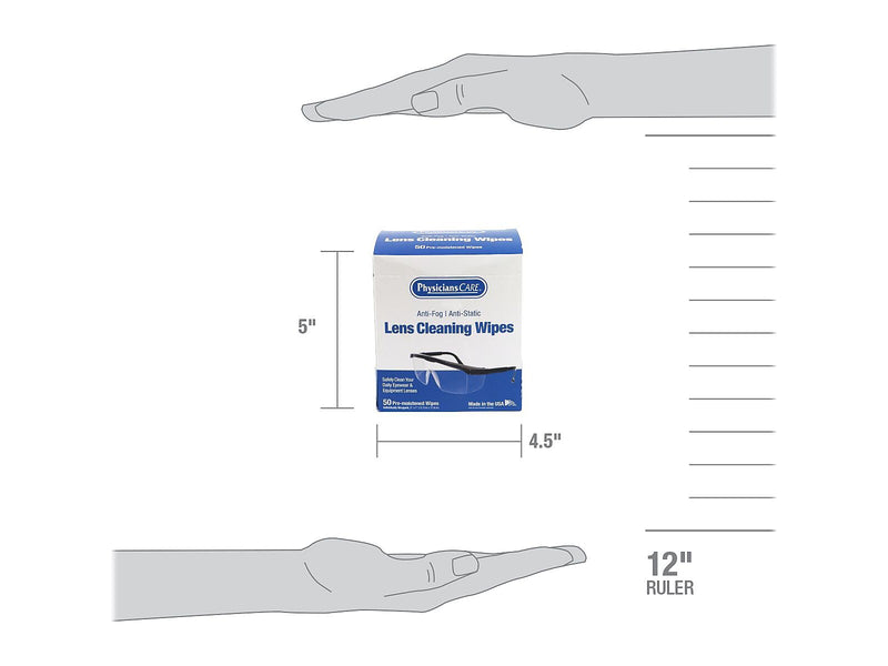 PhysiciansCare Lens Cleaning Wipe, 5" x 7", 50/Box (91294)