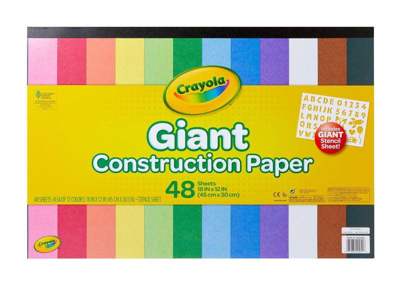 Crayola Project Giant 12" x 18" Construction Paper, Assorted Colors, 48 Sheets/Pack (99-0055 )
