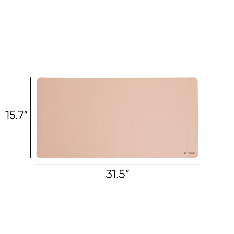 Smead Medium Vegan Leather Anti-Slip Desk Pad, 31.5" x 15.7", Light Pink (SMD64834)