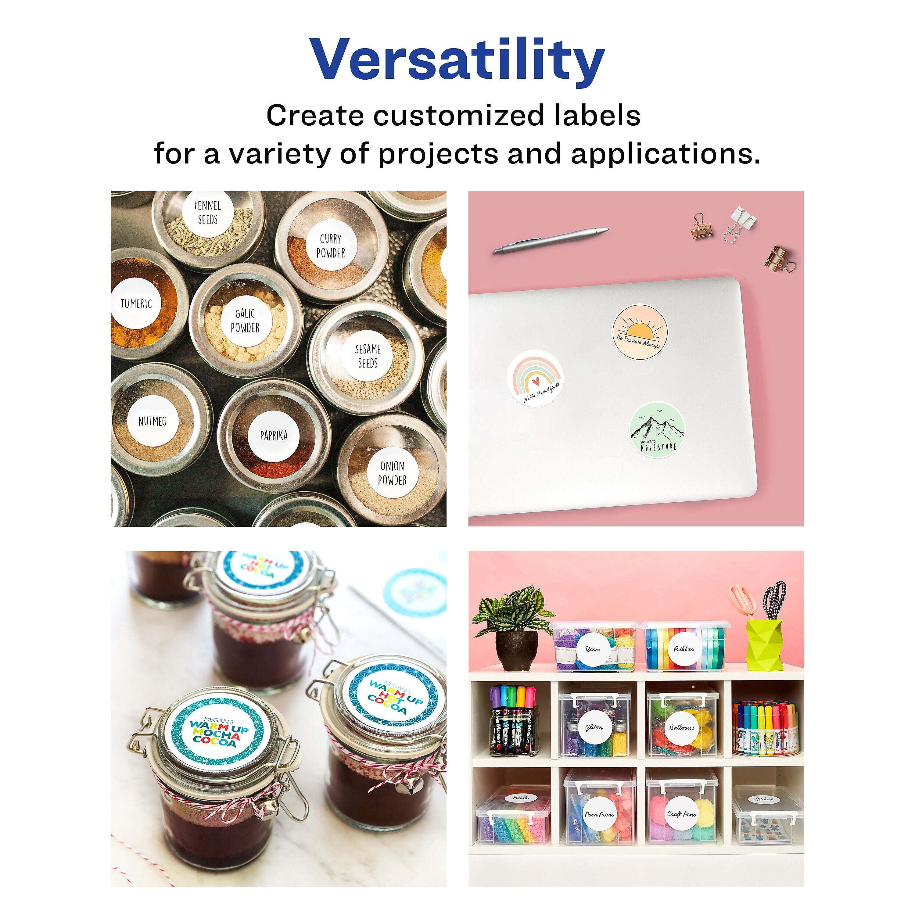 Avery Laser/Inkjet Round Multipurpose Labels, 1 0.5" Dia., 500 Labels/Pack (94506)