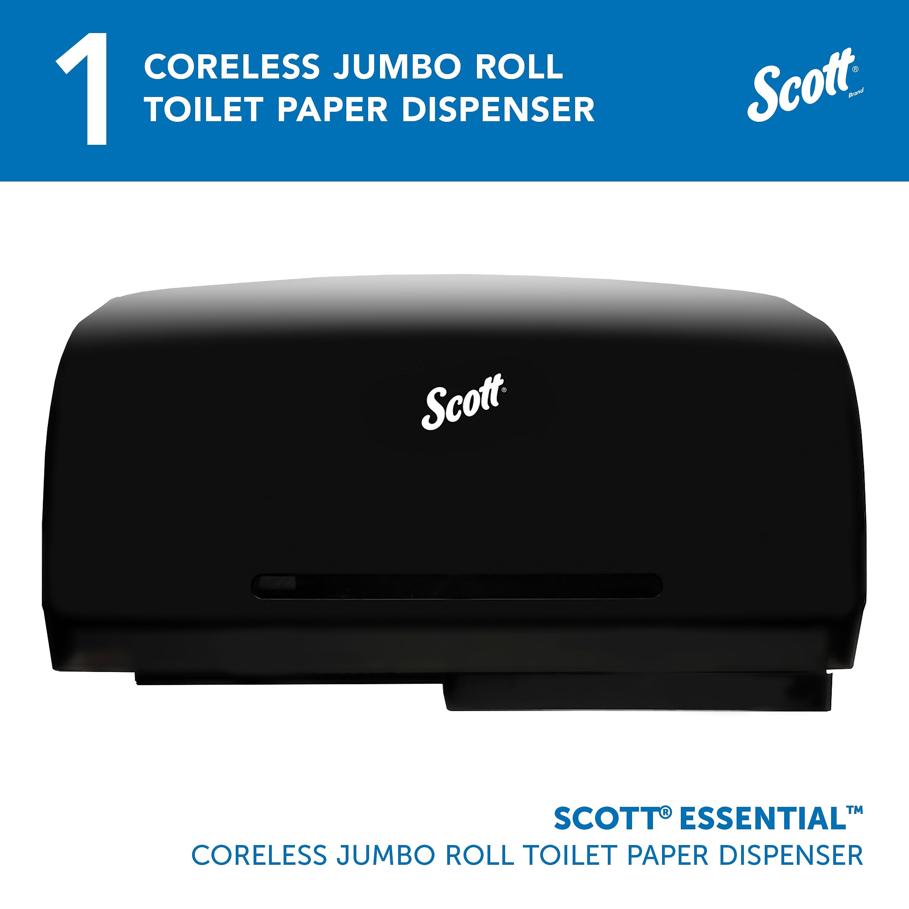 Scott Essential Coreless Toilet Paper Dispenser, Black (09608)