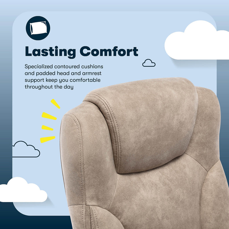 Serta Comfort Eco Ergonomic Velvet Fabric Swivel Executive Chair, Light Brown (CCHR10006C)