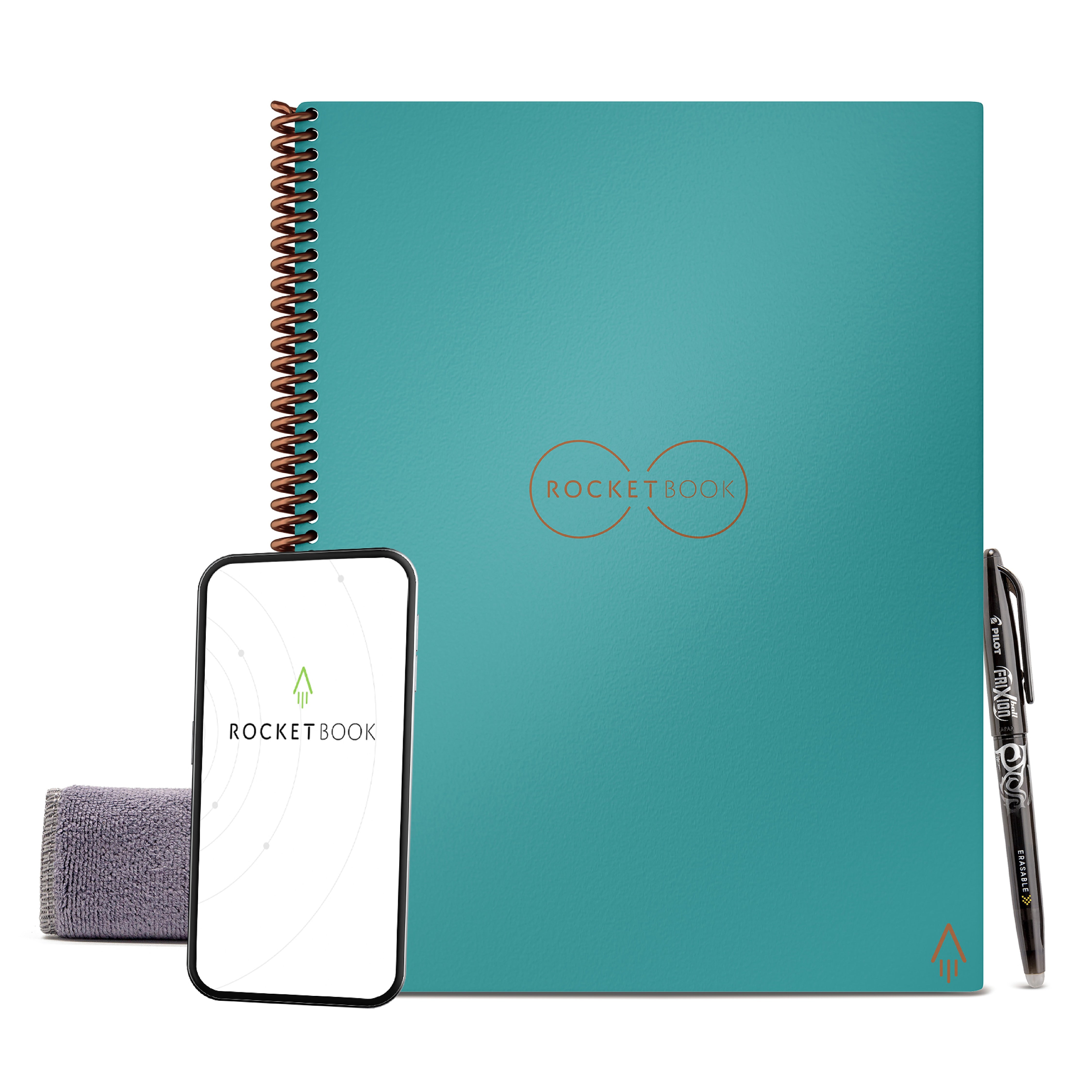 Rocketbook Core Reusable Smart Notebook, 8.5" x 11", Dot-Grid Ruled, 32 Sheets, Teal  (EVR-L-RC-CCE-FR)
