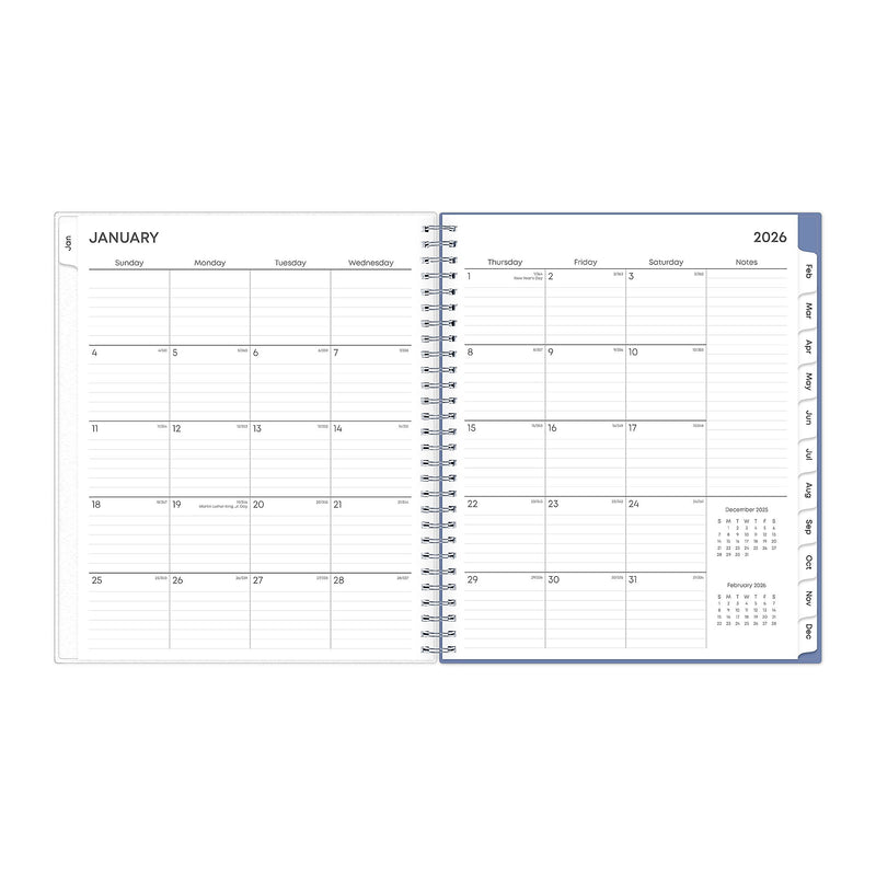 Planning Calendar BS Lindley Frosted PP 8x10 RY26 Monthly Safety Wirebound -