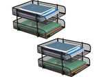Mind Reader 2-Tier Stackable Paper Desk Tray, Metal Mesh, Black, 2/Set (2CSTACK2-BLK)