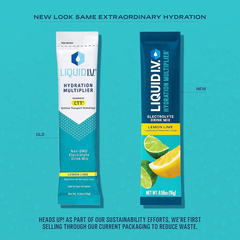 LIQUID I.V. Hydration Multiplier Lemon Lime Powder Drink Mix, 10 Packets/Pack (220-02077)