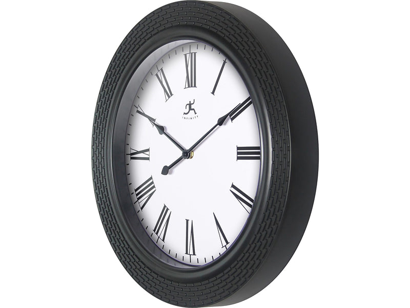 Infinity Instruments Roman Weave Wall Clock, 16"Dia. (20307BK-4545)
