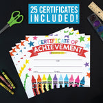 Hadley Designs Colorful Crayons Award Certificates of Achievement for Students 8" x 10", Multicolored, 25/Pack (HDDX004A2EQH3)