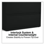 Alera 3-Drawer Lateral File Cabinet, Letter/Legal Size, Lockable, 40.25"H x 36"W x 18.63"D, Black (ALEHLF3641BL)