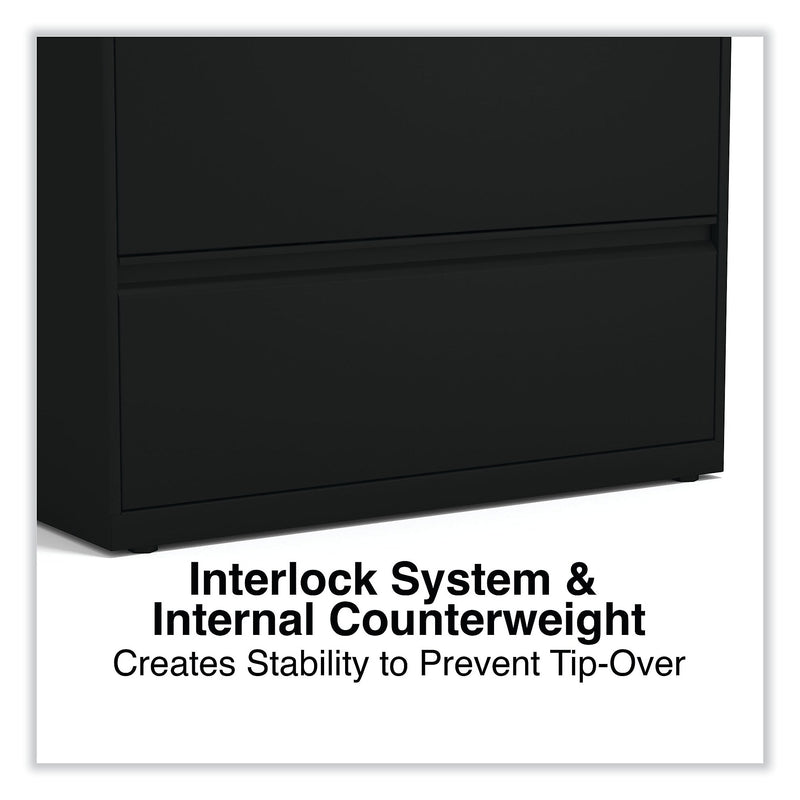 Alera 3-Drawer Lateral File Cabinet, Letter/Legal Size, Lockable, 40.25"H x 36"W x 18.63"D, Black (ALEHLF3641BL)