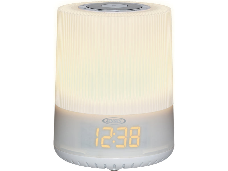 Jensen Mood Lamp Digital Dual Alarm Clock Radio, White (JCR-360)