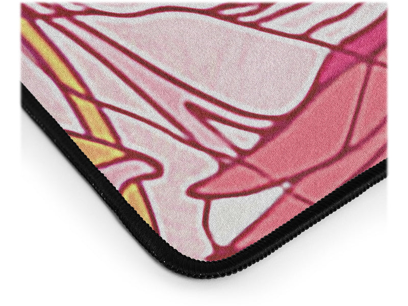 DENY Designs Pink Flowers of Peonies by Showmemars Anti-Slip Polyester Desk Pad, 15.5" x 31.5", Multicolor (84023-DSKMAT)