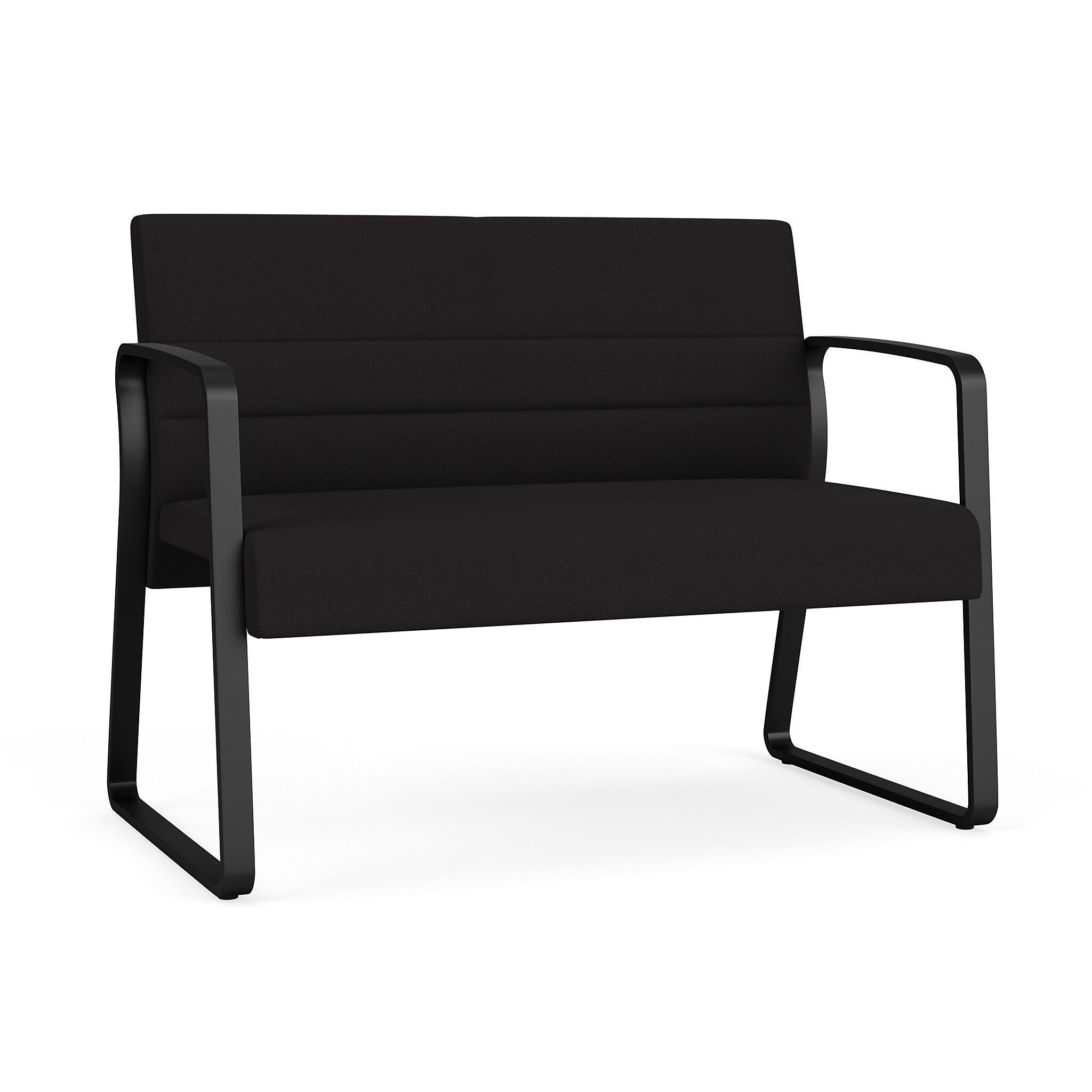 Lesro Waterfall 43"W Fabric Loveseat, Open House Black/Black (WF1531.SBK-01OHBK)