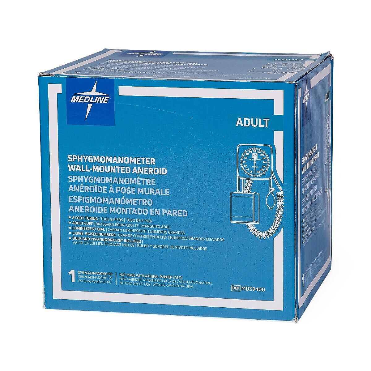 Medline Wall-Mounted Sphygmomanometer Blood Pressure Monitor, Adult (MDS9400)