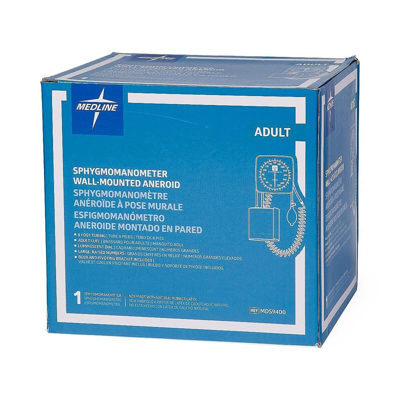 Medline Wall-Mounted Sphygmomanometer Blood Pressure Monitor, Adult (MDS9400)