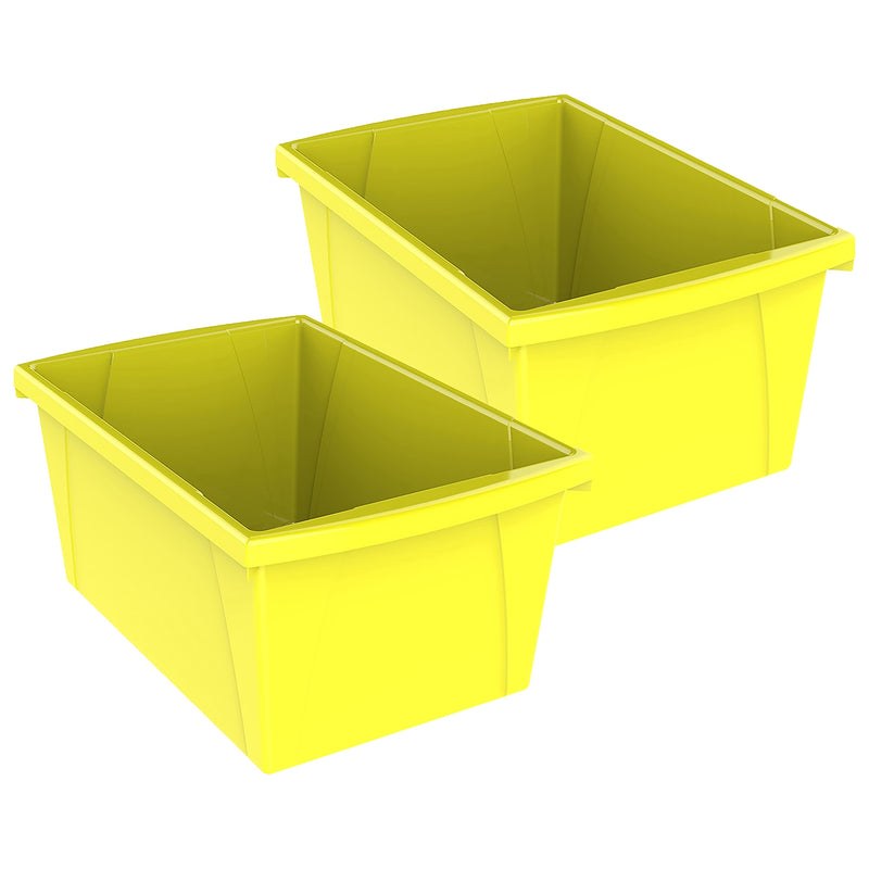 Storex Plastic Medium Classroom Storage Bin, 16.75"x 11.87"x 8.28", Yellow, Pack of 2 (STX61484U06C-2)