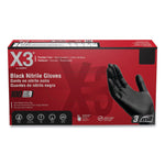 X3 by AMMEX Industrial Nitrile Gloves, Powder-Free, 3 mil, Large, Black, 100/Box, 10 Boxes/Carton