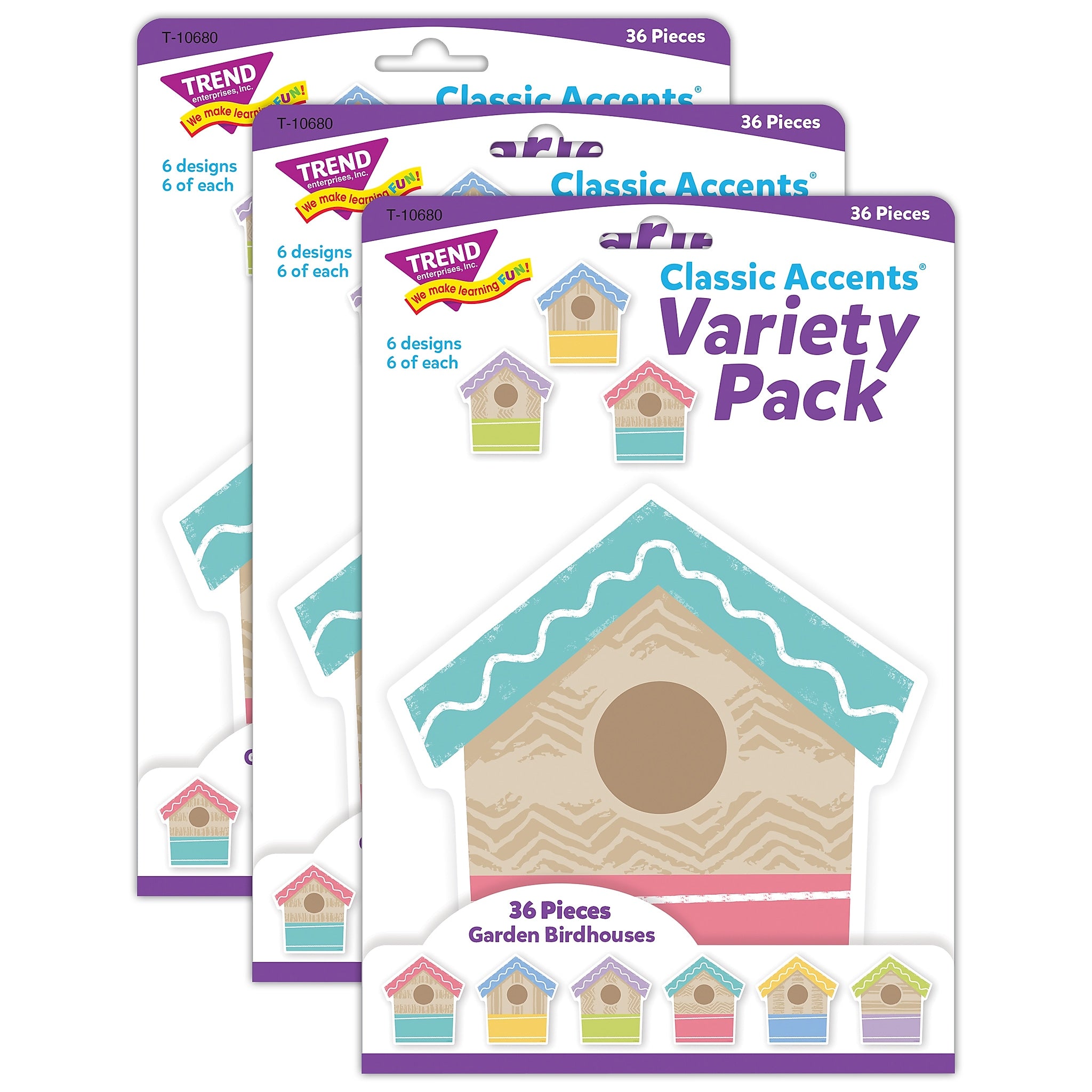 TREND Garden Birdhouses Classic Accents Variety Pack, 108/Bundle (T-10680-3)