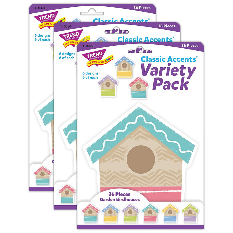 TREND Garden Birdhouses Classic Accents Variety Pack, 108/Bundle (T-10680-3)