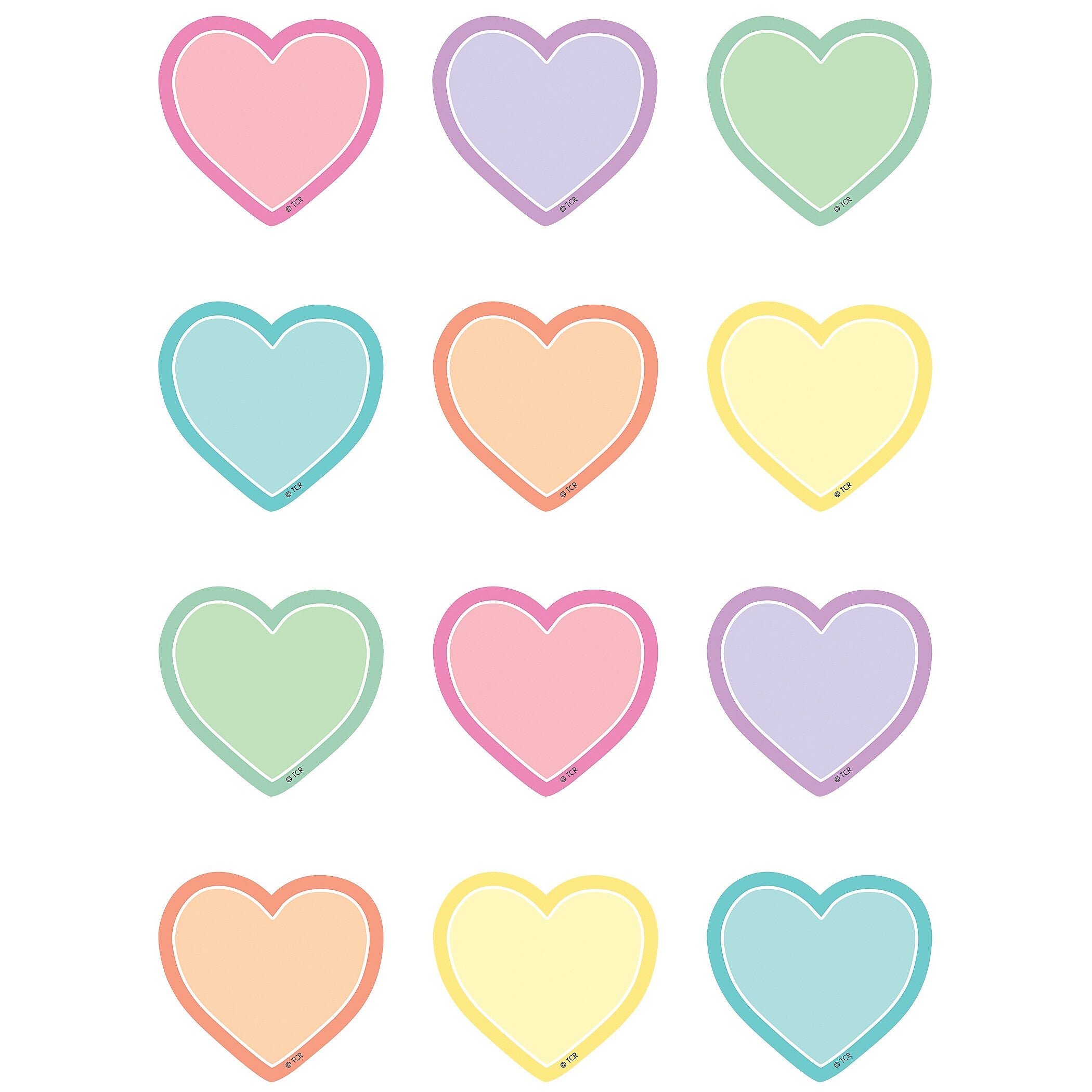 Teacher Created Resources Pastel Pop Hearts Mini Accents, 36/Pack, 6 Packs/Bundle (TCR8420-6)