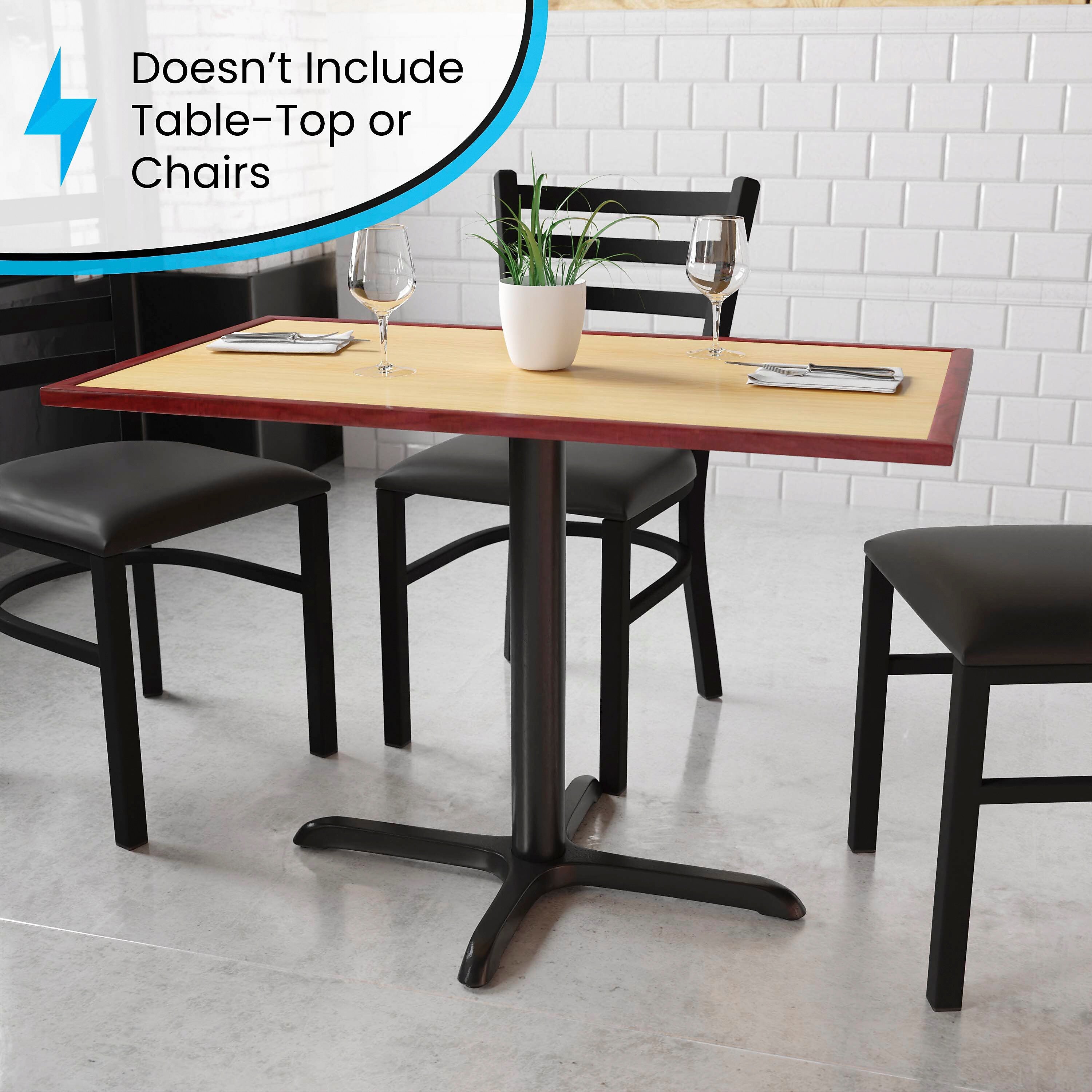 Flash Furniture 22" x 30" Cast Iron Restaurant Table X-Base With 3" Dia. Table Height Column, Black