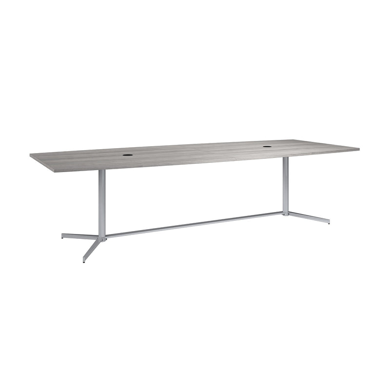 Bush Business Furniture 120W x 48D Boat Shaped Conference Table with Metal Base, Platinum Gray (99TBM120PGSVK)