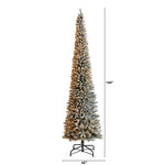 Nearly Natural 12-ft Flocked Pencil Artificial Christmas Tree with 1000 Clear Lights and 1819 Bendable Branches (T3333)
