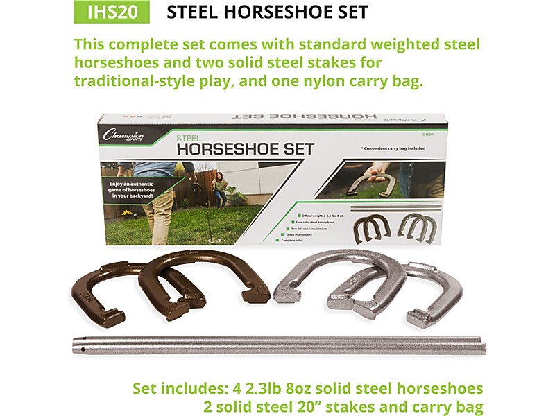 Champion Sports Horseshoes Set, Silver/Bronze (IHS20)