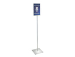 Azar Sign Holder, 12" x 59.5", Vertical, Freestanding, Clear/Silver, Acrylic (300866)