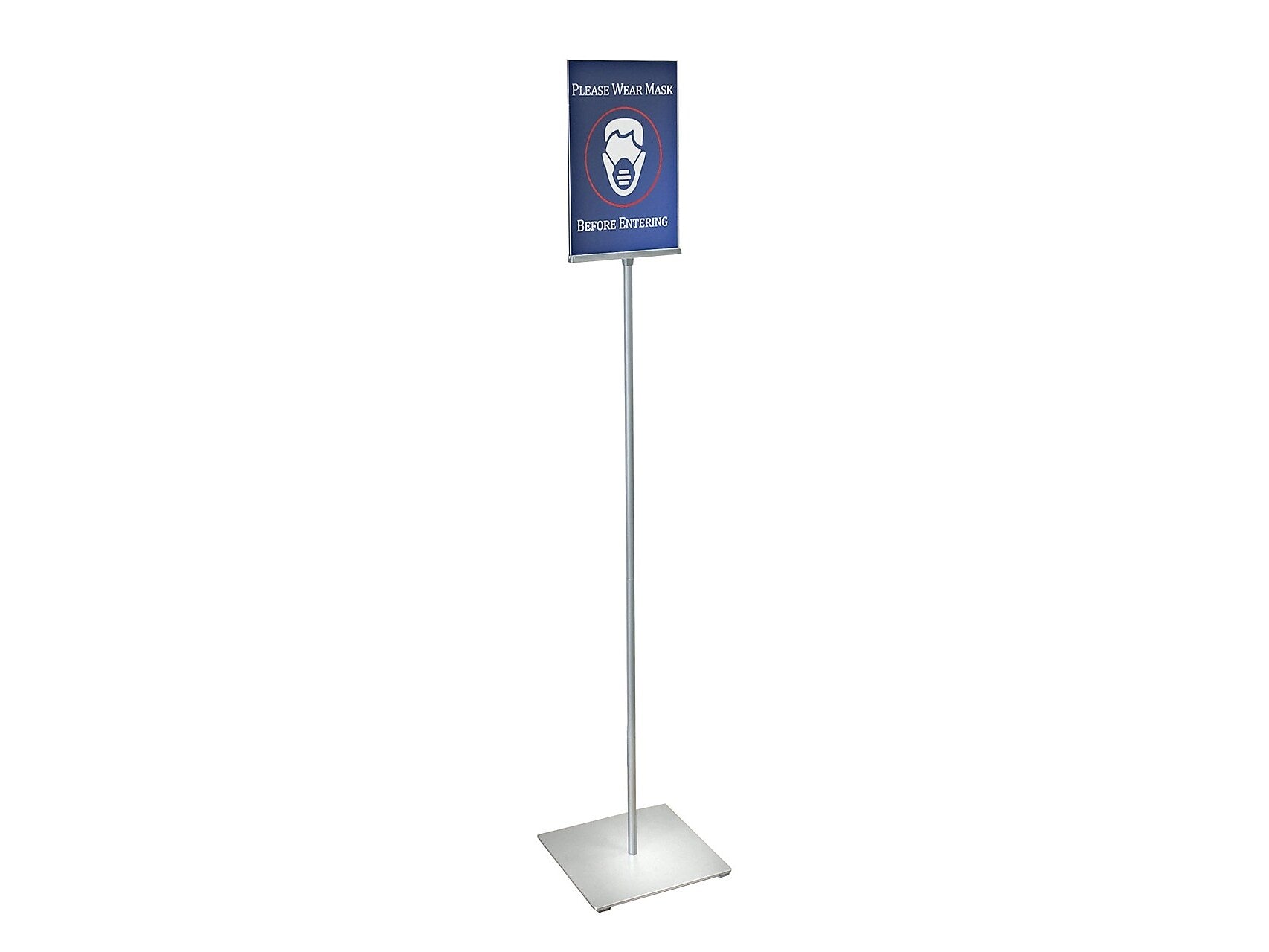 Azar Sign Holder, 12" x 59.5", Vertical, Freestanding, Clear/Silver, Acrylic (300866)