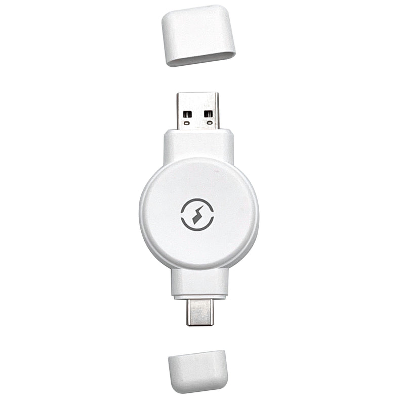 M-Edge Power Disk 3-Watt Apple Watch Charger, Magnetic, USB-A/USB-C, White (CH-PDS-P-W)