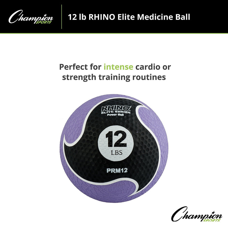 Champion Sports 12 lbs. Rhino Elite Medicine Ball, Purple (CHMP699)