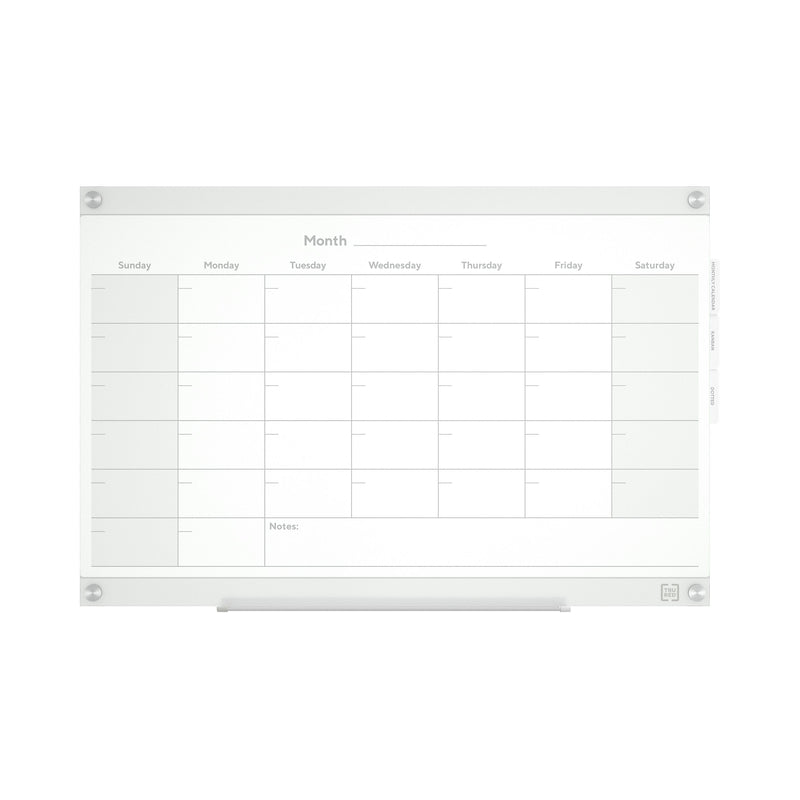 TRU RED™ Templated Magnetic Glass Dry-Erase Whiteboard, 3' x 2' (TR62139)