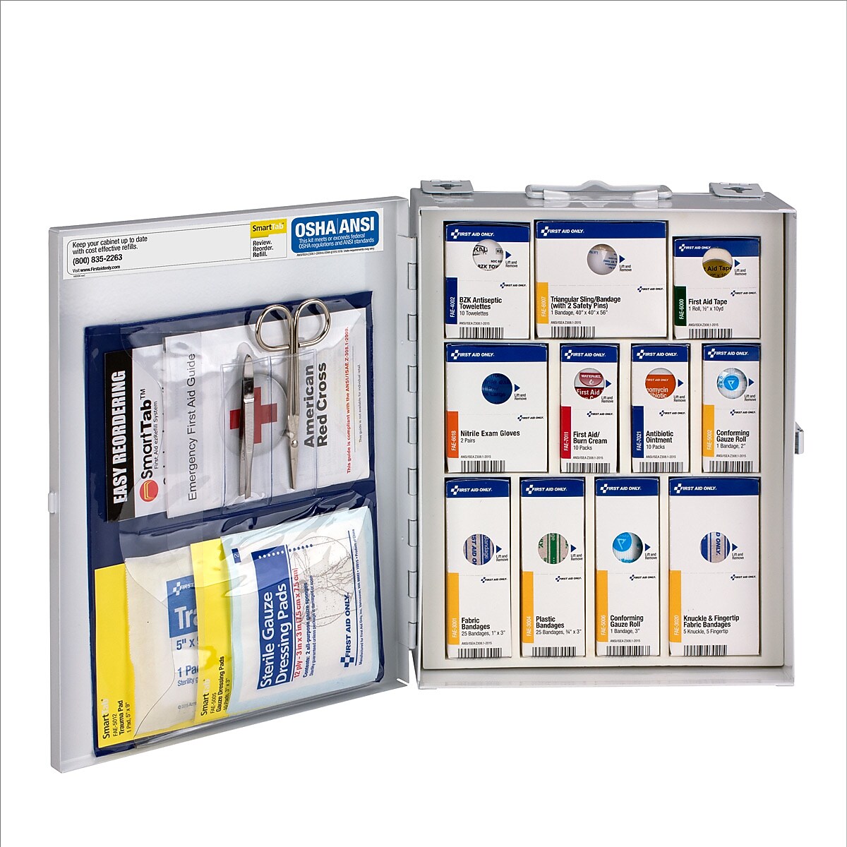 SmartCompliance Metal First Aid Cabinet without Medication, 25 People, 112 Pieces (1050-FAE-0103)