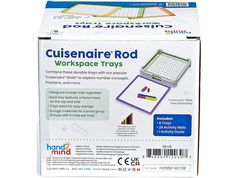 hand2mind Cuisenaire Rod Workspace Tray, 6/Set (96146)