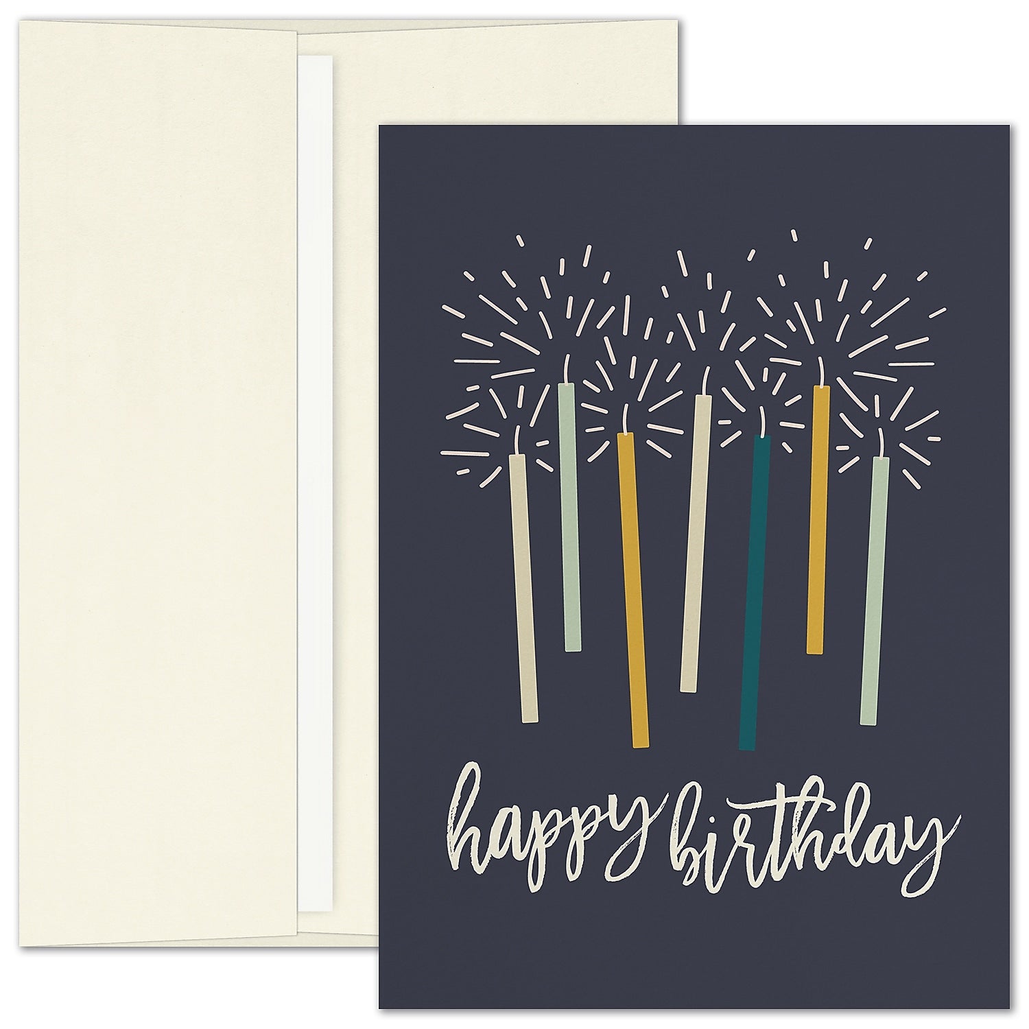 "Sparkling Candles Birthday" Birthday Card w/ White Unlined Envelope, 25/BX