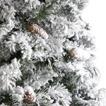 Nearly Natural 9-ft Flocked White River Mountain Pine Artificial Christmas Tree with Pinecones and 650 Clear LED Lights (T3384)