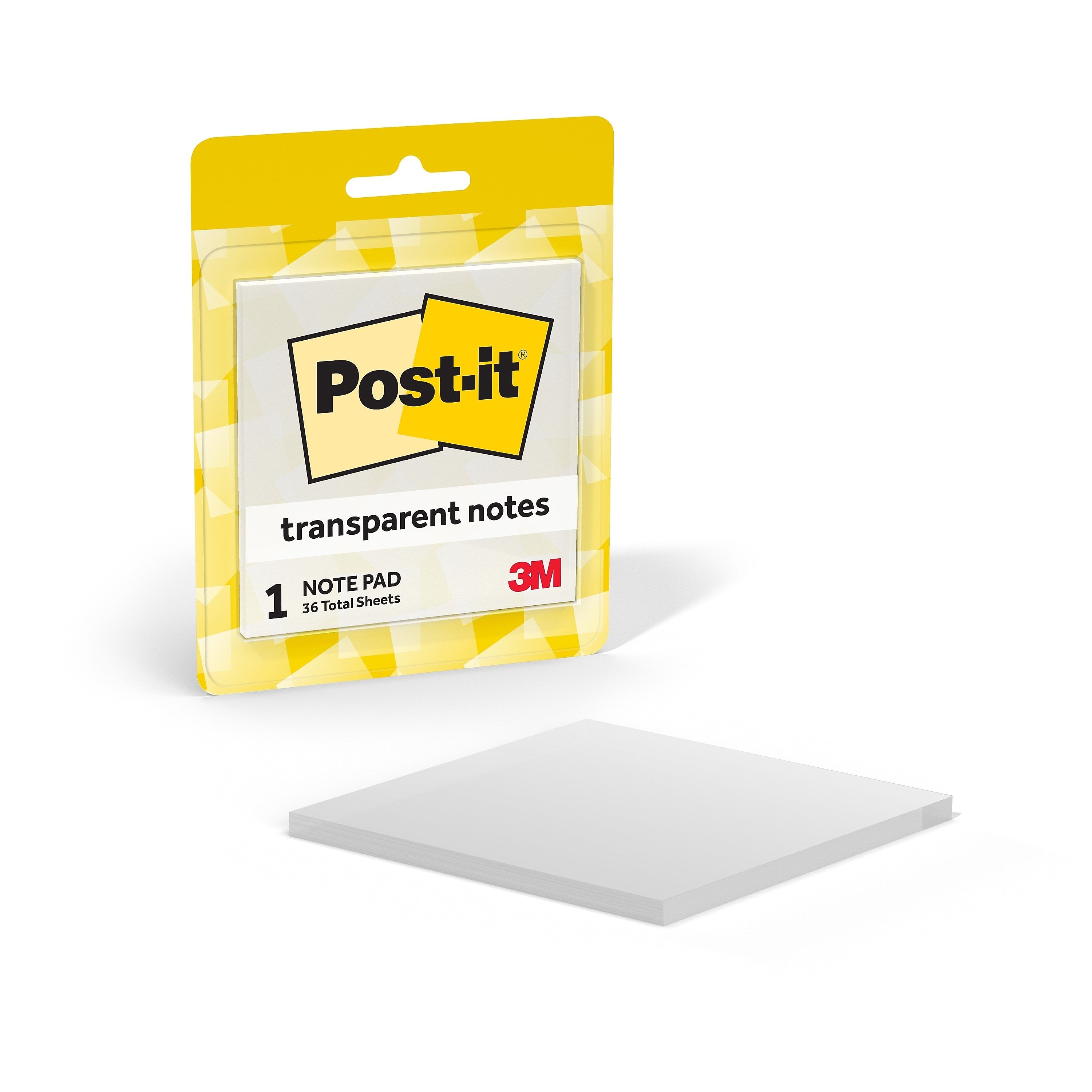 Post-it Sticky Notes, 2.8" x 2.8", Transparent, 36 Sheets/Pad (600-TRSPT)