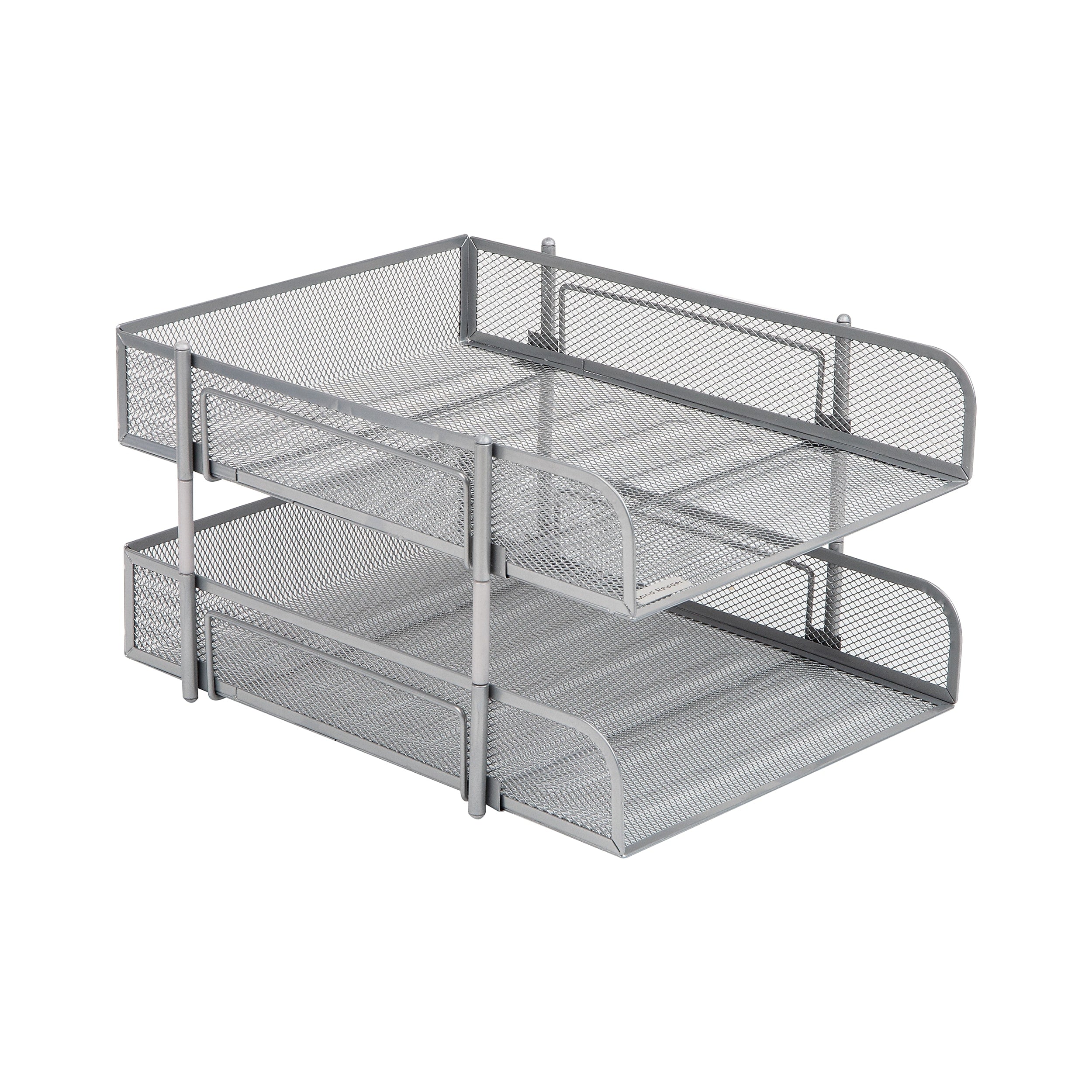 Mind Reader Metal Mesh Front Loading Stackable Letter Tray, Letter/Legal Size, Silver (CSTACK2-SIL)