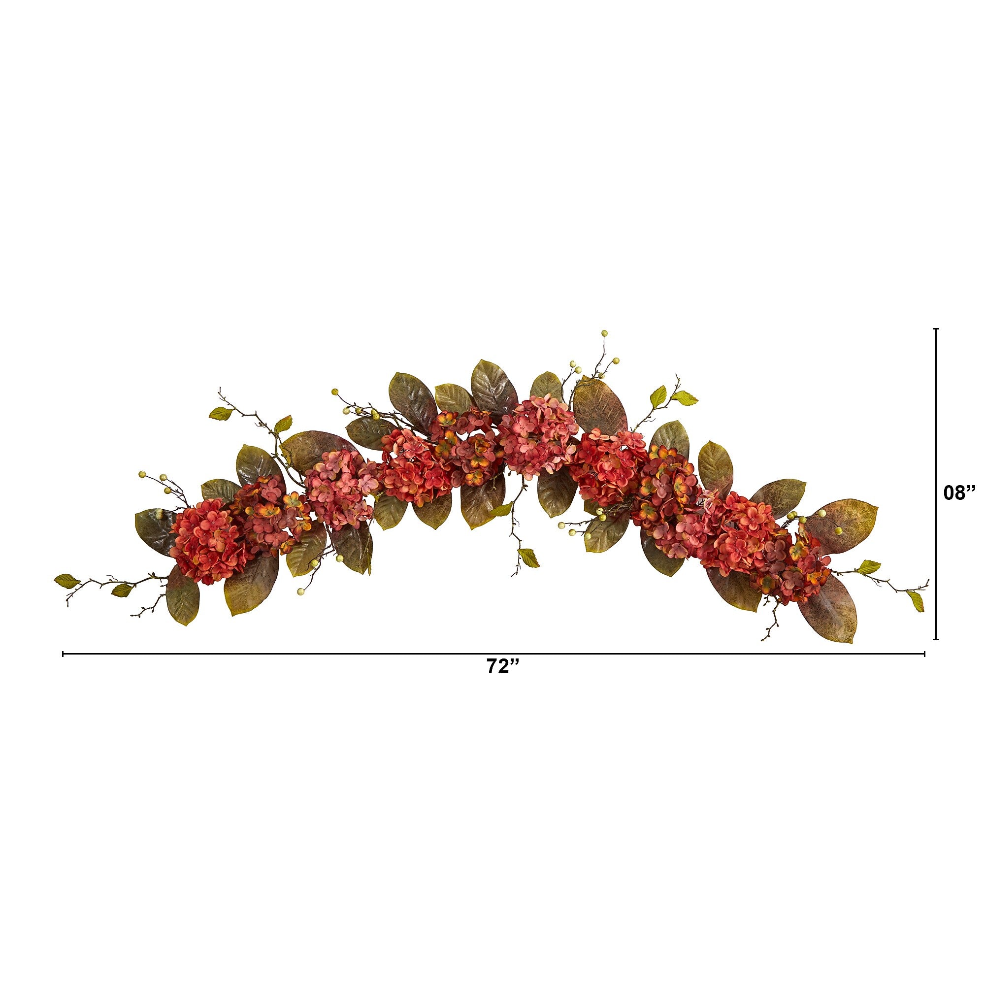 Nearly Natural 6' Fall Hydrangea and Berry Artificial Autumn Garland (W1227)